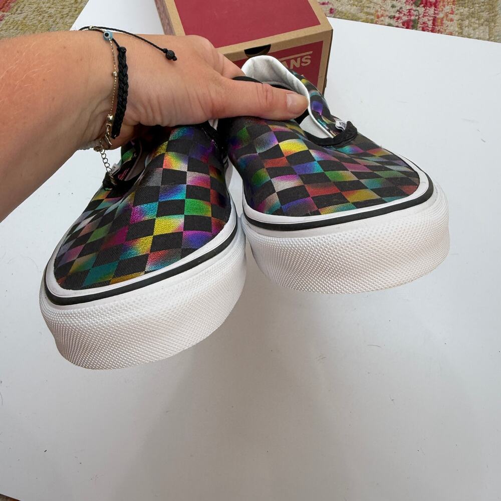 LIKE NEW VANS Classic Slip On Sneaker in Iridescent Check 9 - Picture 3 of 7